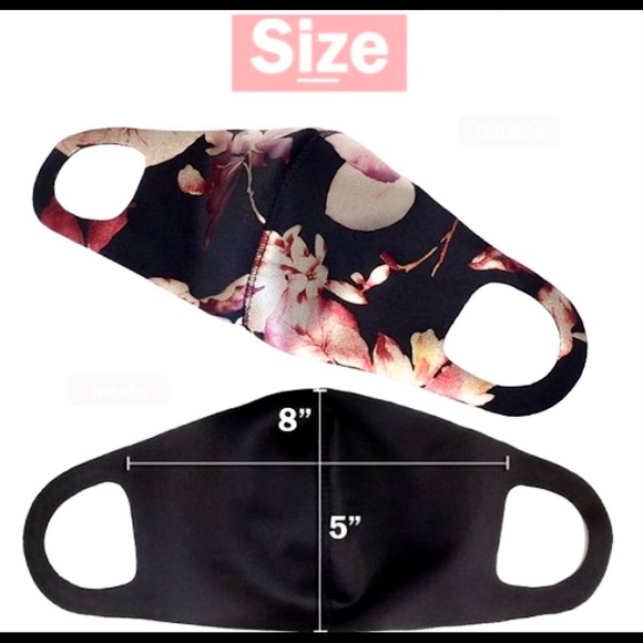 ‼️ Black Floral Fashion Protective Face Mask - Picture 3 of 3